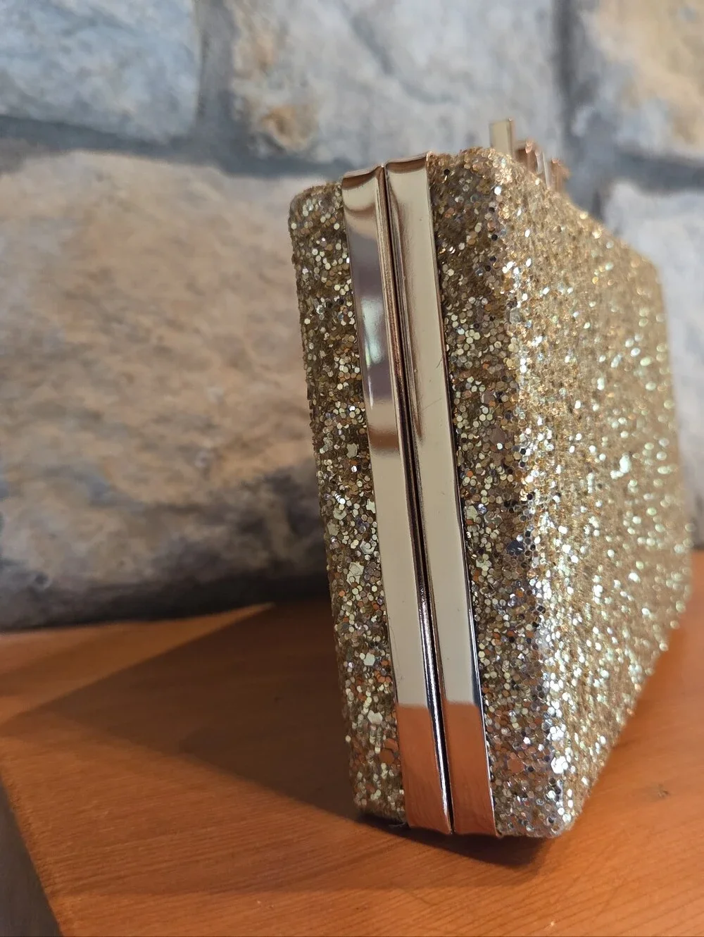 Gold Glitter LOVE Evening Clutch Bag Sparkly Bridal Purse Wedding Prom Handbag